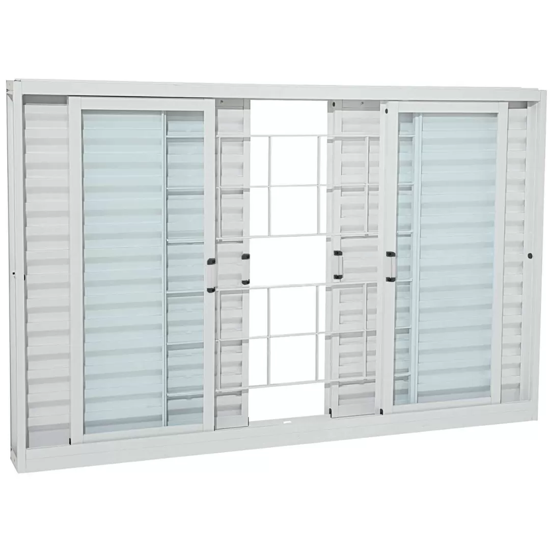 Janela Veneziana 6 folhas Com Grade 120X100 AÇO PINTADO