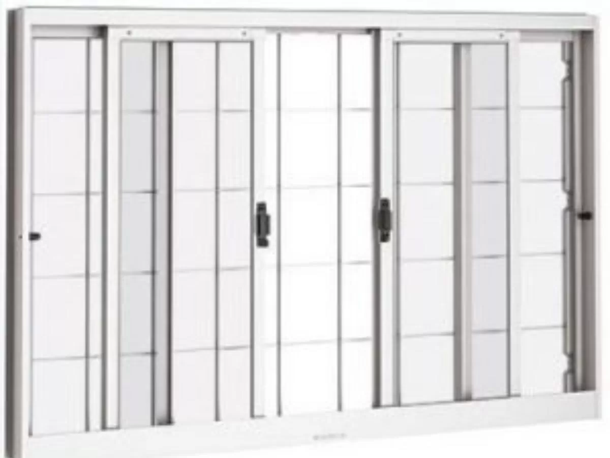 Janela de Correr 4 Folhas Com Grade 120X100 AÇO PINTADO